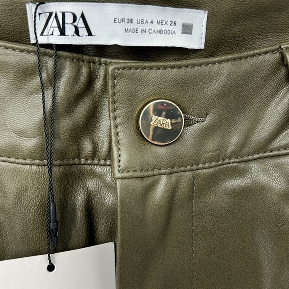 Zara NWT Full Length Faux Leather Pants 4 - Picture 4 of 7